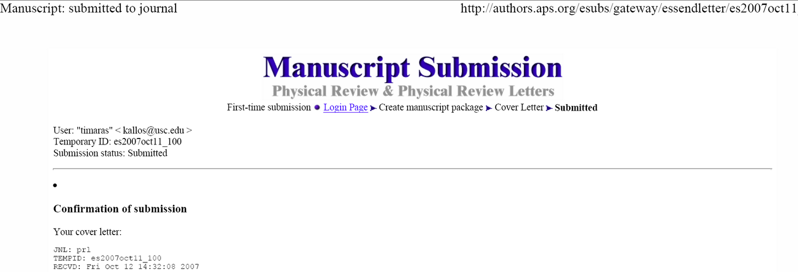 Submitted to Physical Review Letters